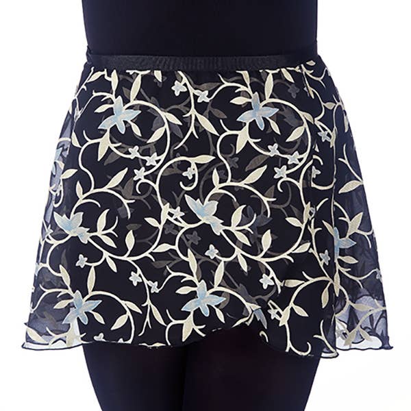 4486Bk Ladies 14" Floral Expressions Wrap Skirt (Black)