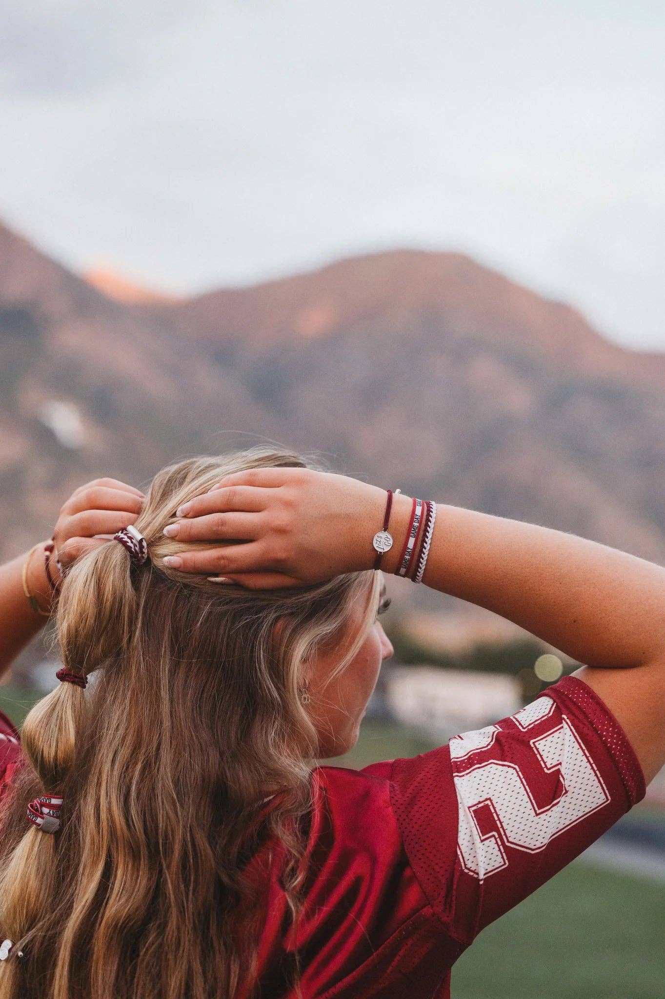 k'lani "Game Day" Maroon & Gray Hair Tie Bracelets