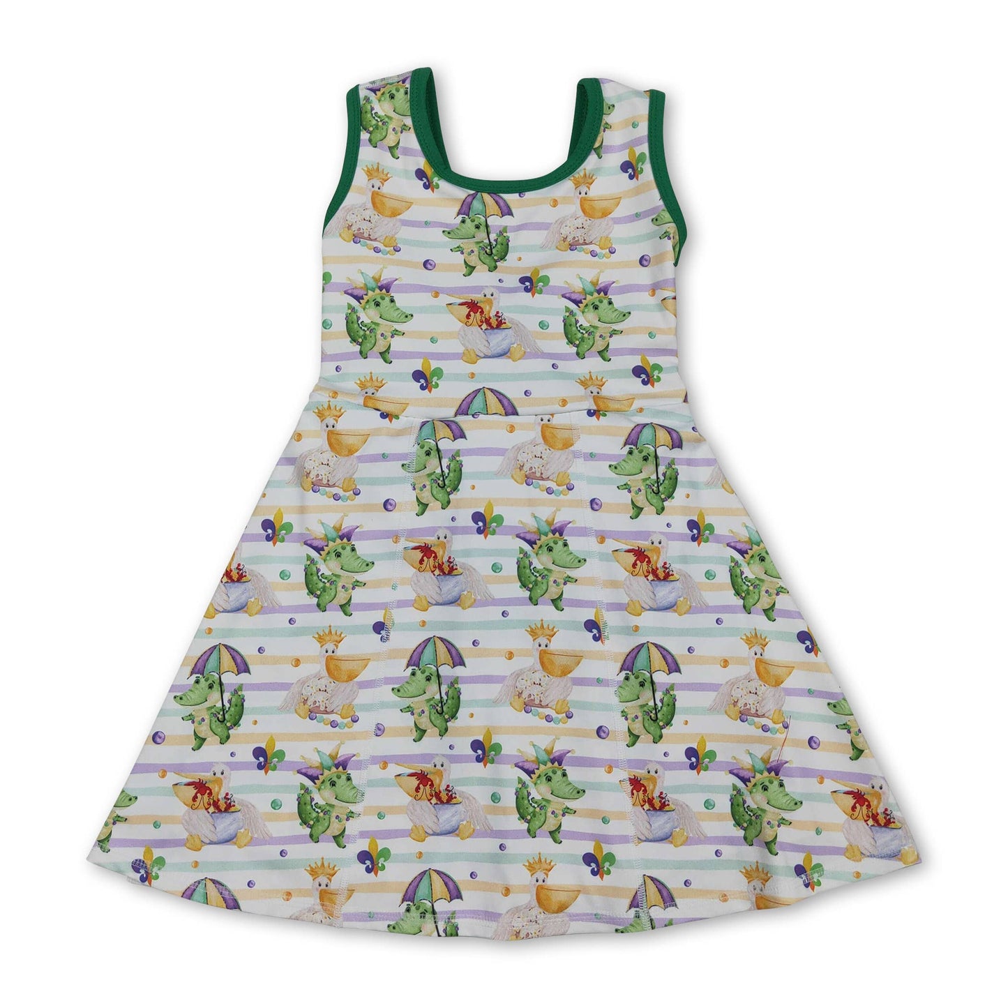Yellow green purple plaid girls Mardi Gras athletic dress