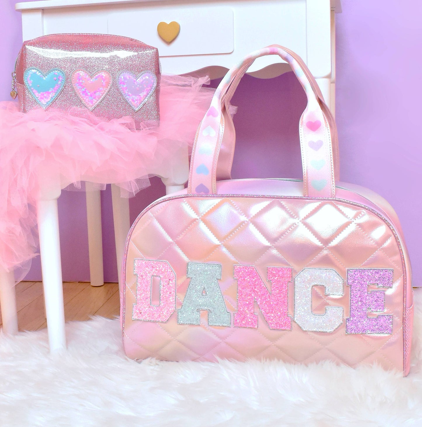 'Dance' Metallic Quilted Duffle Bag