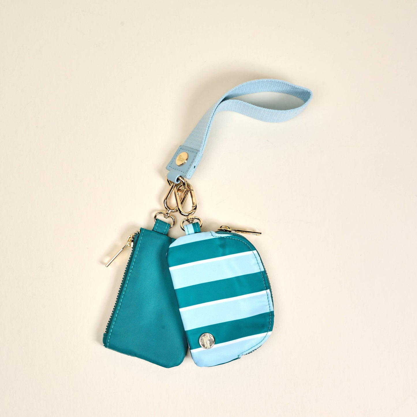 The Darling Effect Dynamic Duo Pouch Wristlet–Sicily Stripes Teal