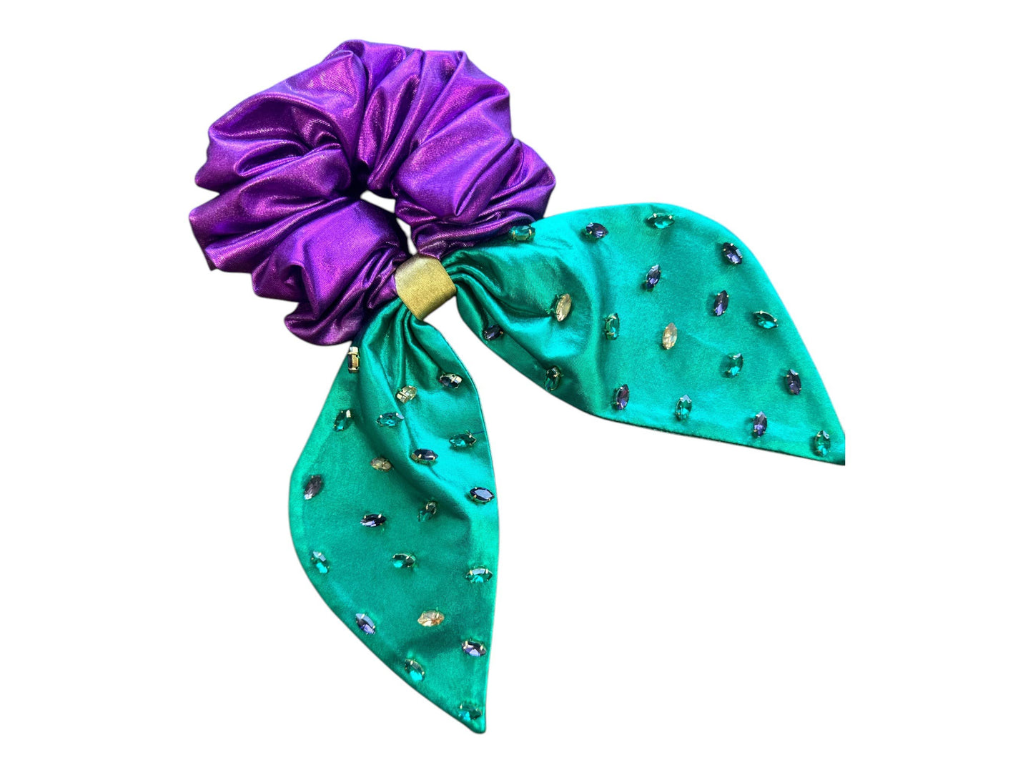 Mardi Gras Scrunchie - Metallic Rhinestone
