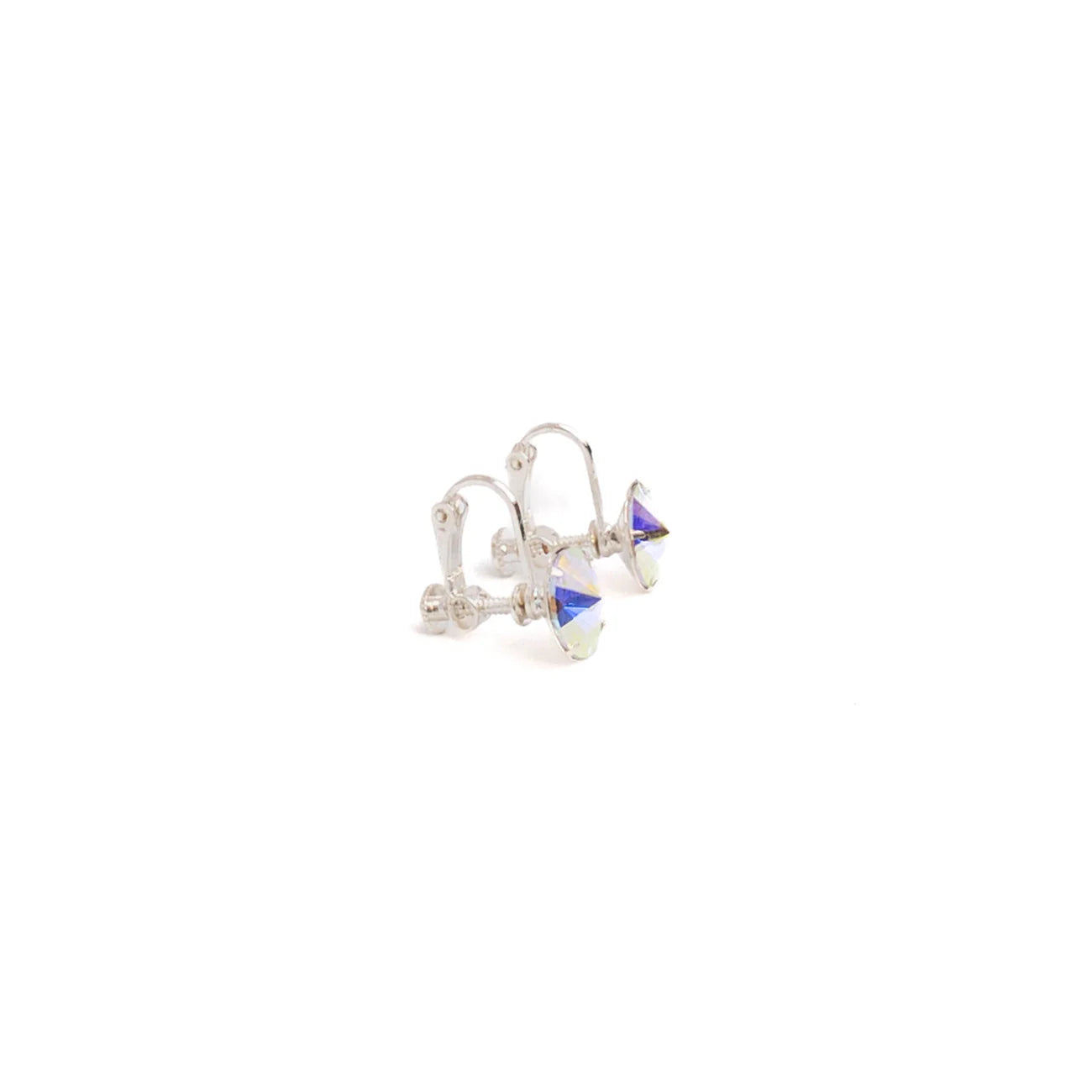 Go Girl! 10 mm Iridescent Solitaire Clip-on Earrings