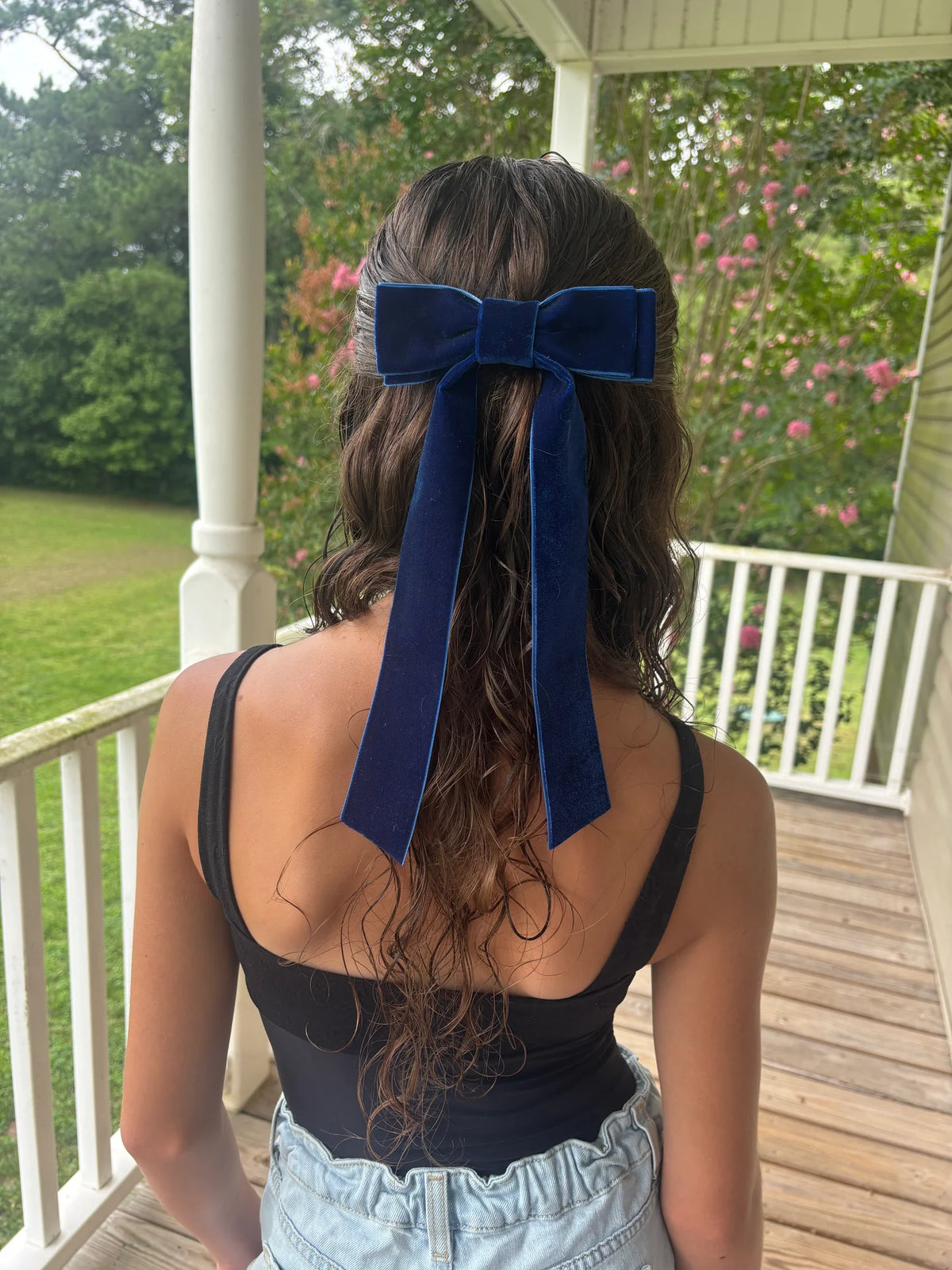Harper Rose Laine Navy Velvet Bow
