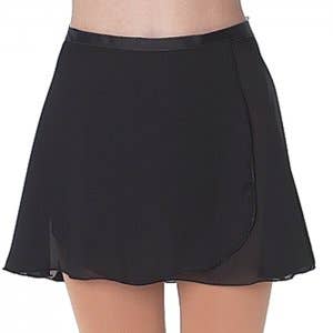 4442 Girls 12" Black Georgette Wrap Skirt