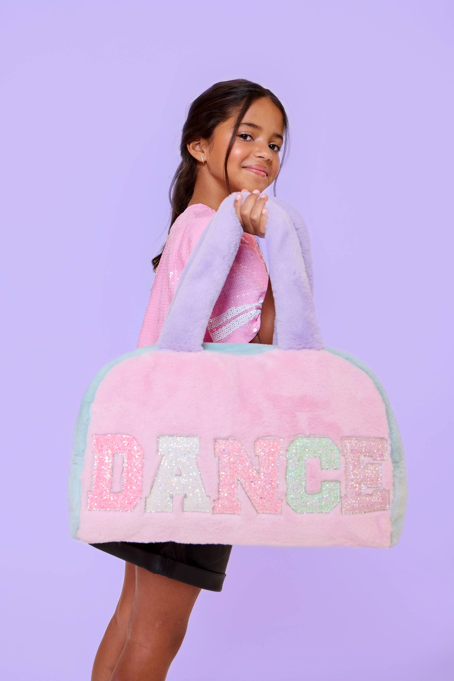 'Dance' Color Blocked Plush Medium Duffle Bag