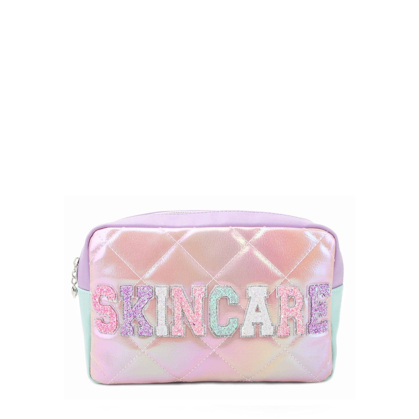'Skincare' Metallic Quilted Color Block Pouch