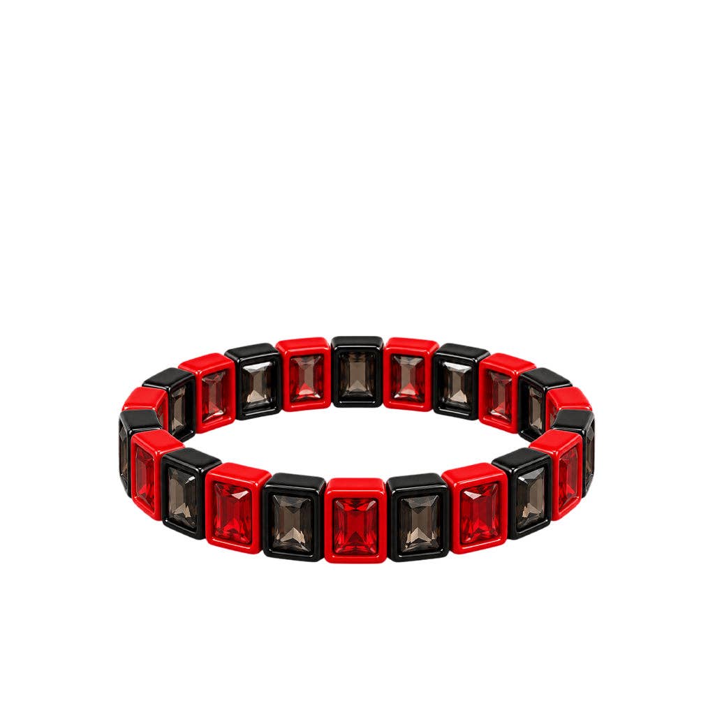 BR-RS-1002 Black/Red Rhinestone Bracelet