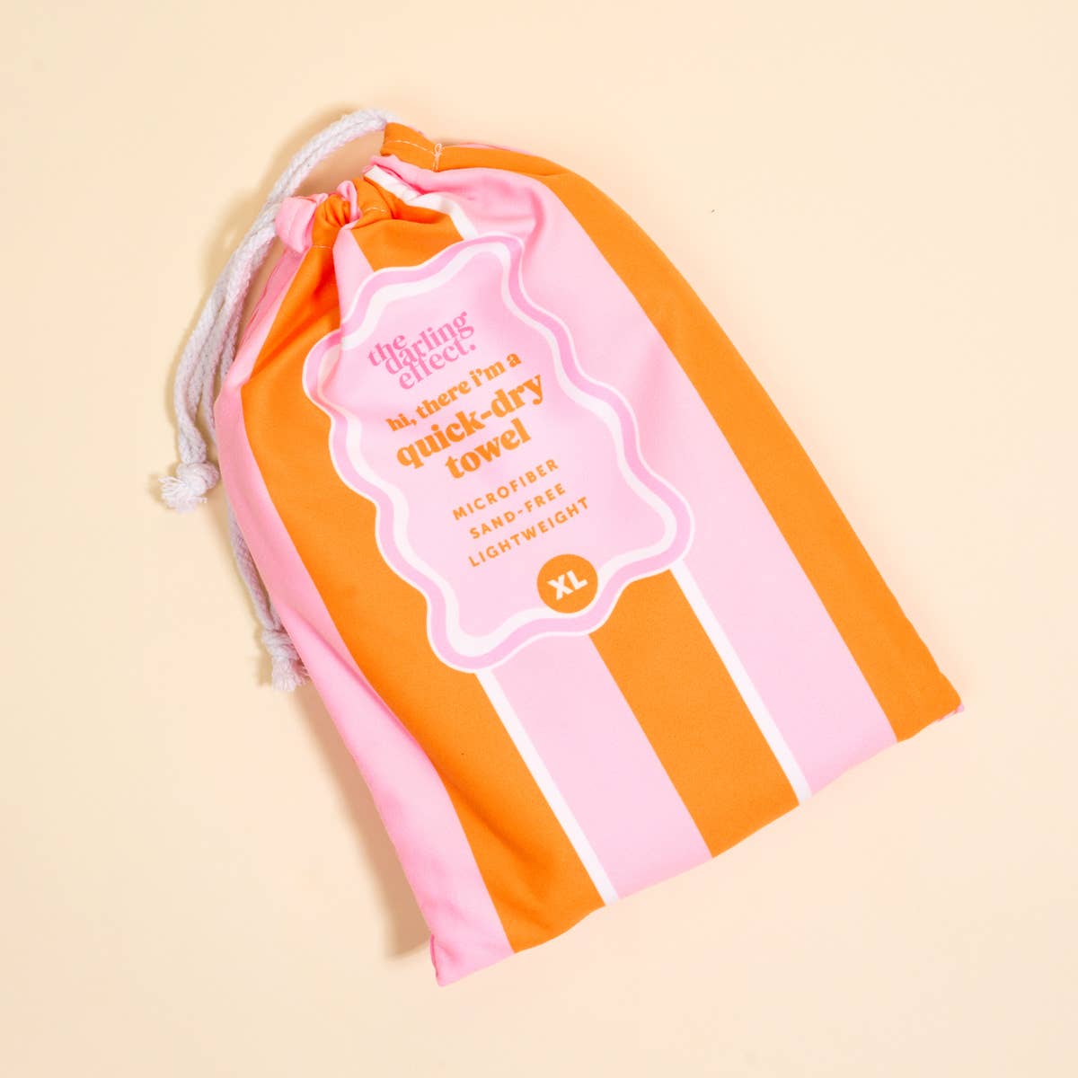 The Darling Effect XL Quick-Dry Beach Towel–Sicily Stripes Pink