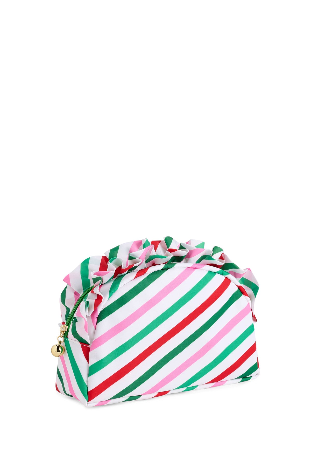 CANDY STRIPES LARGE RUFFLE ZIP POUCH, MULTI