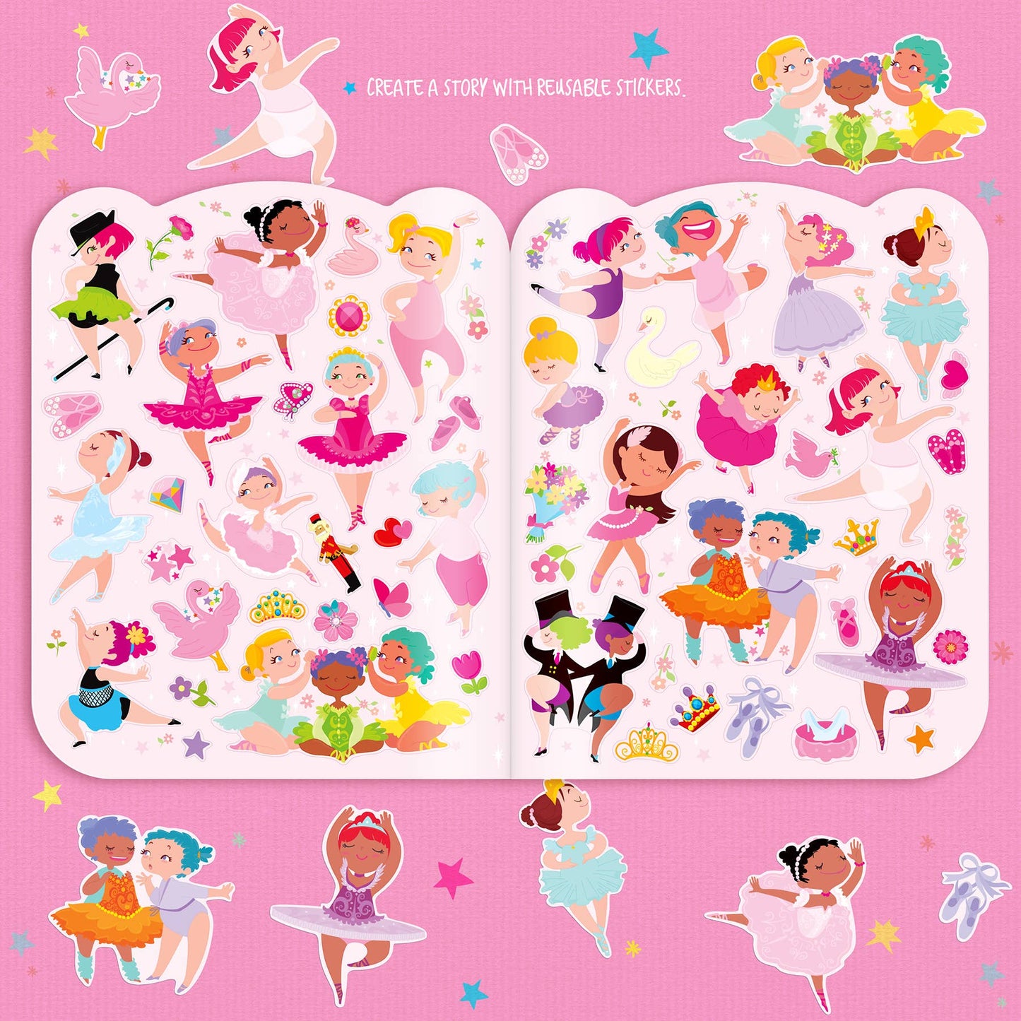 The Piggy Story Dry Erase Reusable Coloring Book with Stickers | Ballet