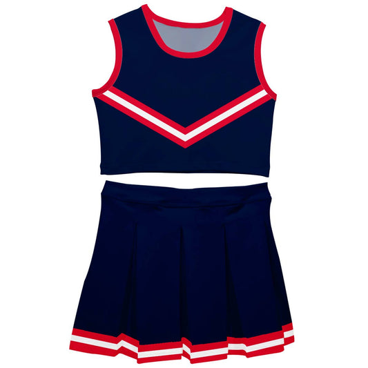 Navy & Red Sleeveless Cheerleader Set