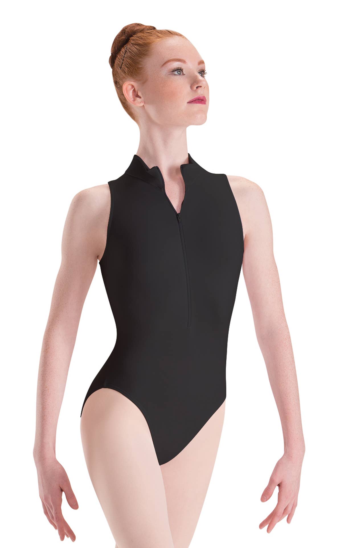 SilkSkyn Zip Front Mock Neck High Cut Leg Leotard