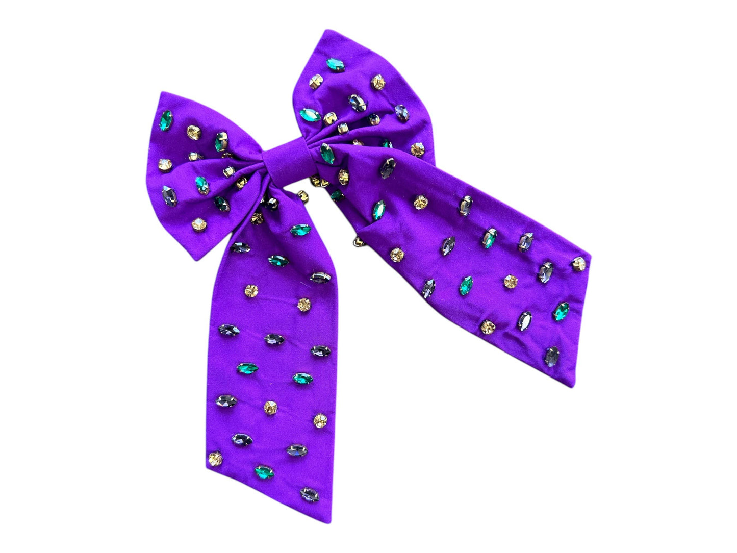 Mardi Gras Bow - Purple Rhinestone