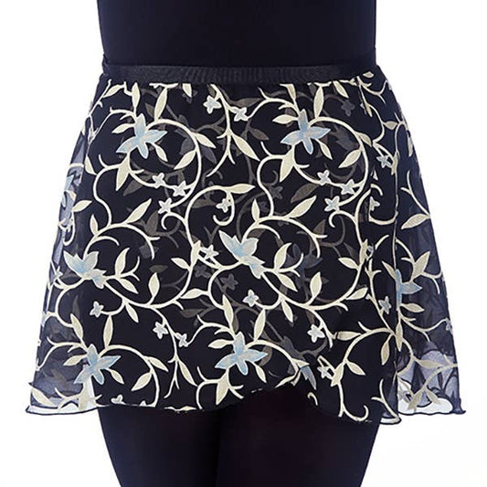 4486Bk Ladies 14" Floral Expressions Wrap Skirt (Black)