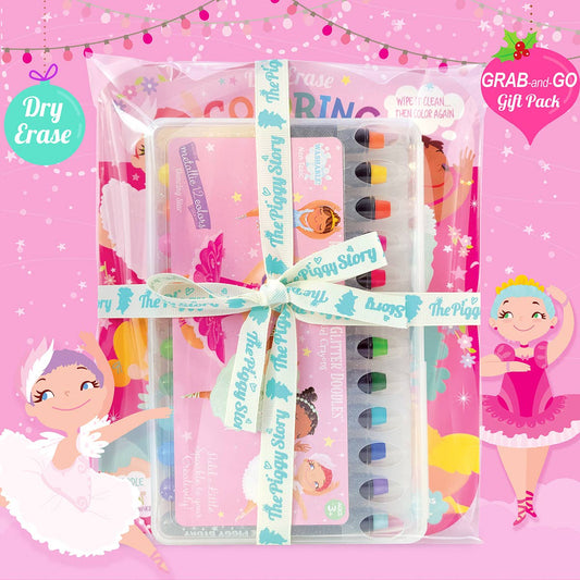 The Piggy Story Glitter Ballerina Dry Erase Coloring Book & Crayon Gift Set