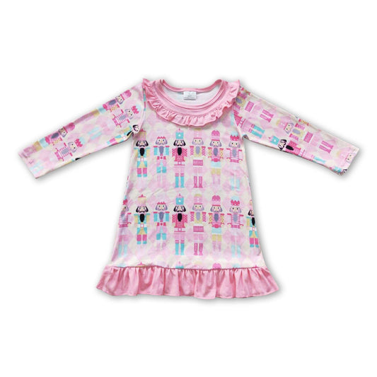 Pink long sleeves ballet kids girls Christmas night gown