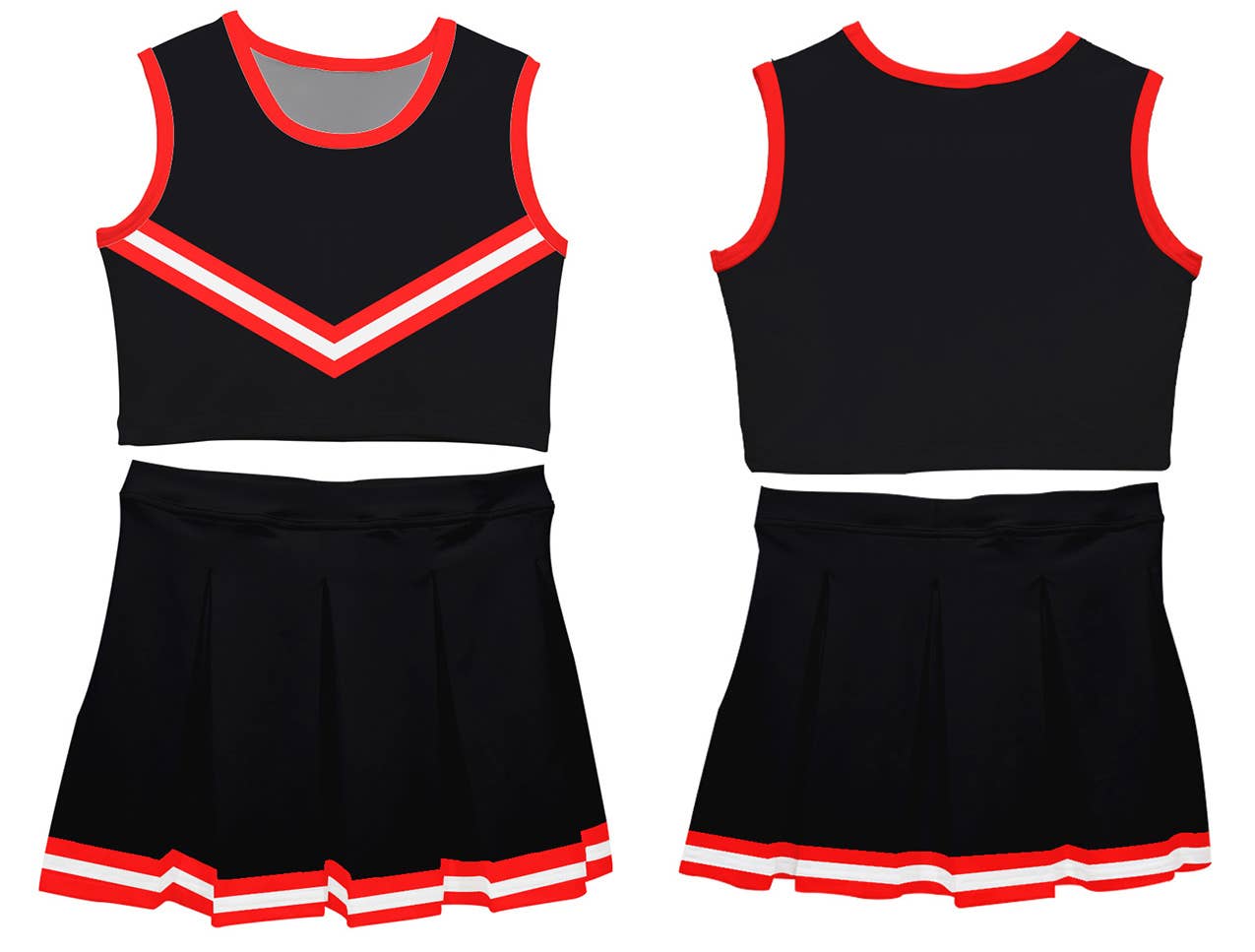 Black Red Sleeveless Cheerleader Set