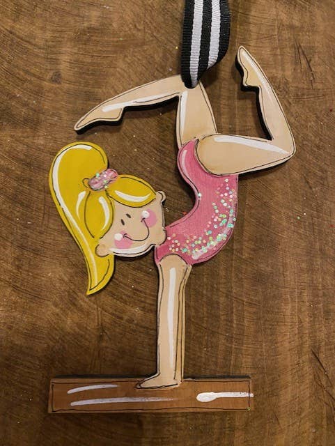Cute Gymnast girl hand painted ornament