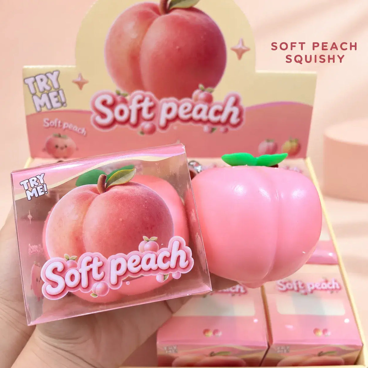 Crunchy Peach Block Squishy Toy