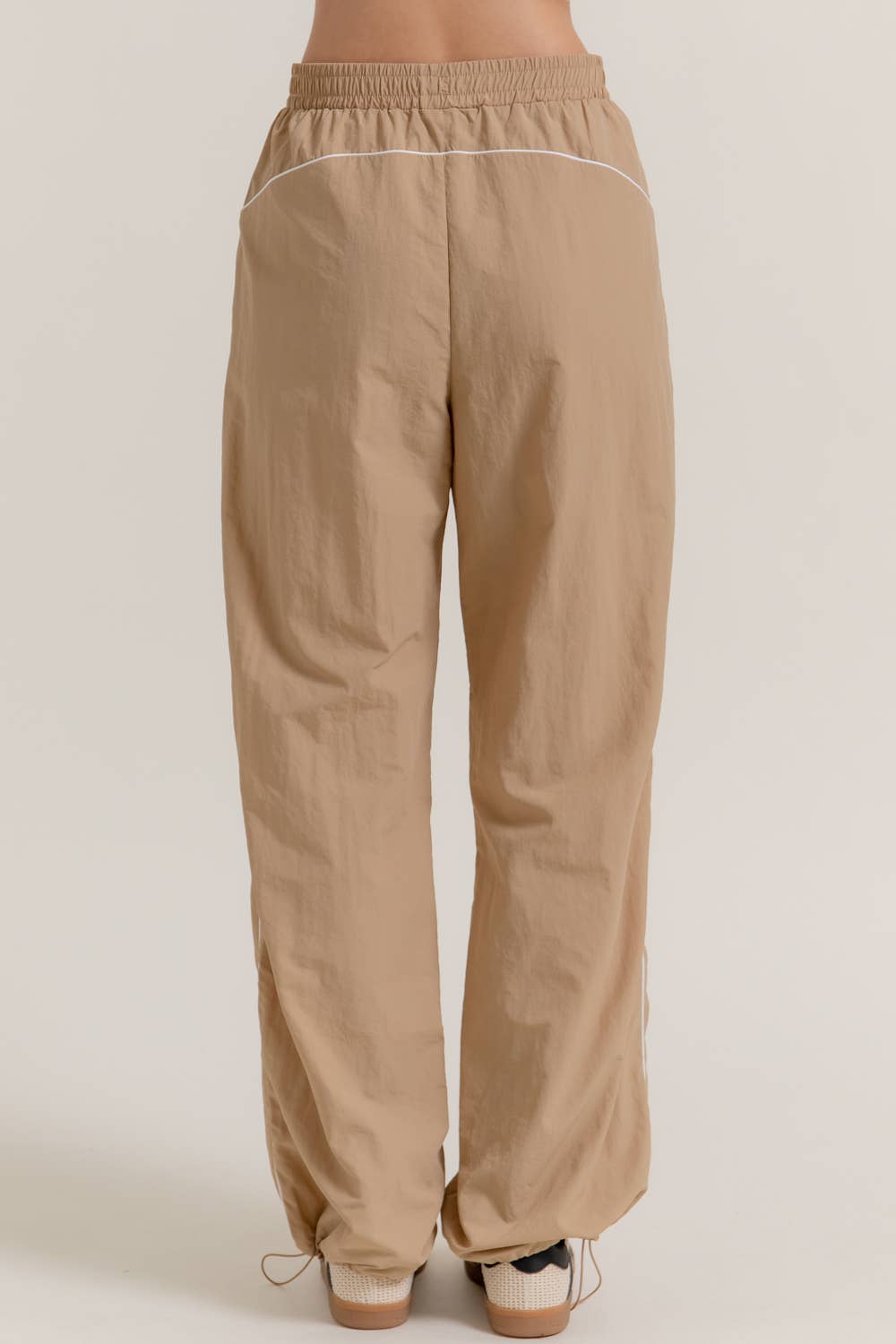 Anorak Fabric Side Piping Track Pants with Opening Stopper