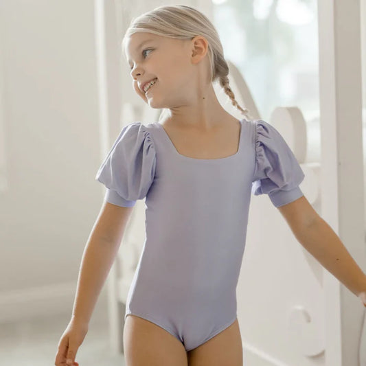 Cheeky Plum Puff Sleeve Leotard