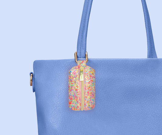 Glitter Minimergency Charm | Neon Multi, Bag Charm, Purse