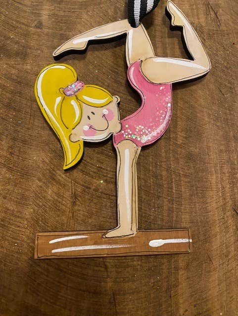 Cute Gymnast girl hand painted ornament