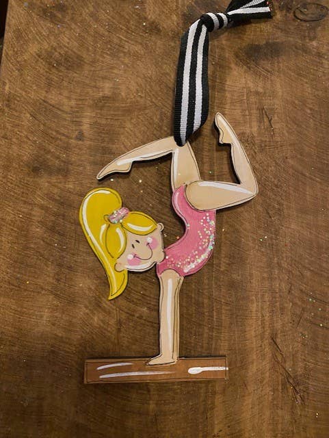 Cute Gymnast girl hand painted ornament