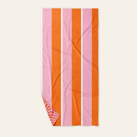 The Darling Effect XL Quick-Dry Beach Towel–Sicily Stripes Pink