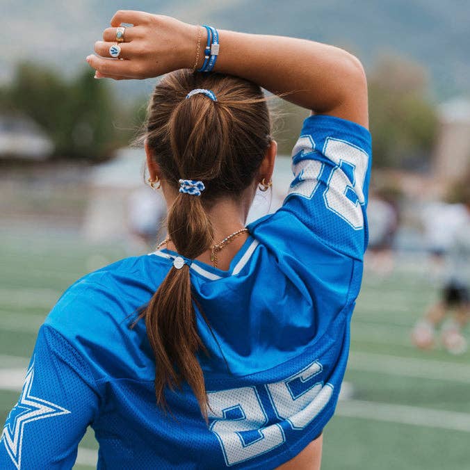 k'lani "Game Day" Blue & White Hair Tie Bracelets