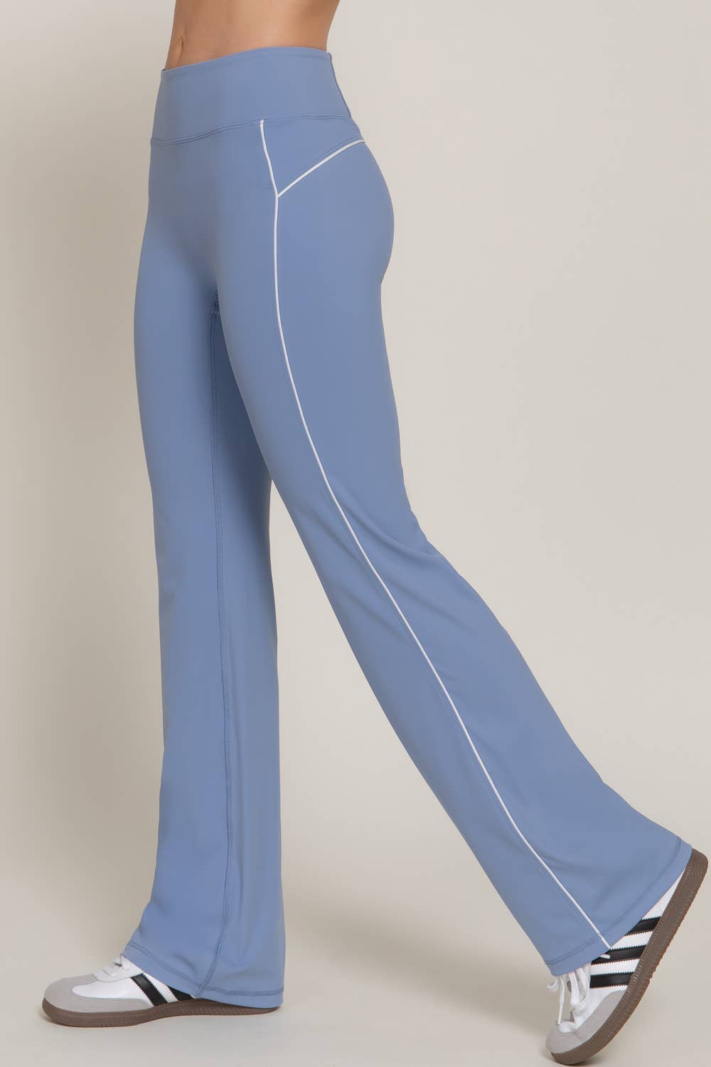 Waist Band Contrast Piping Detail Workout Pants