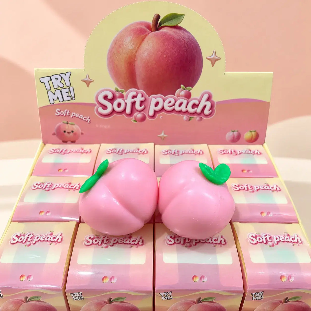 Crunchy Peach Block Squishy Toy