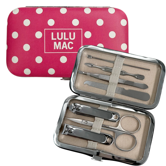 MCPD- Lulu Mac Hot Pink/White Dot Manicure Set