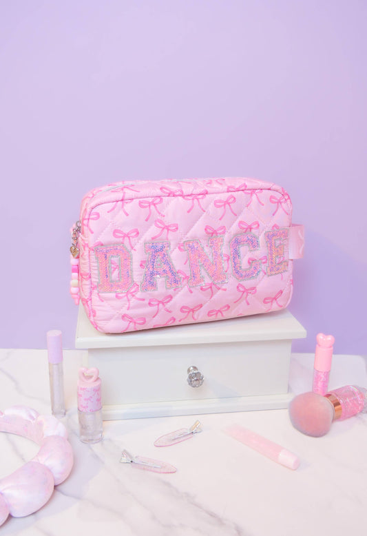 'DANCE' Bow Printed Quilted Pouch