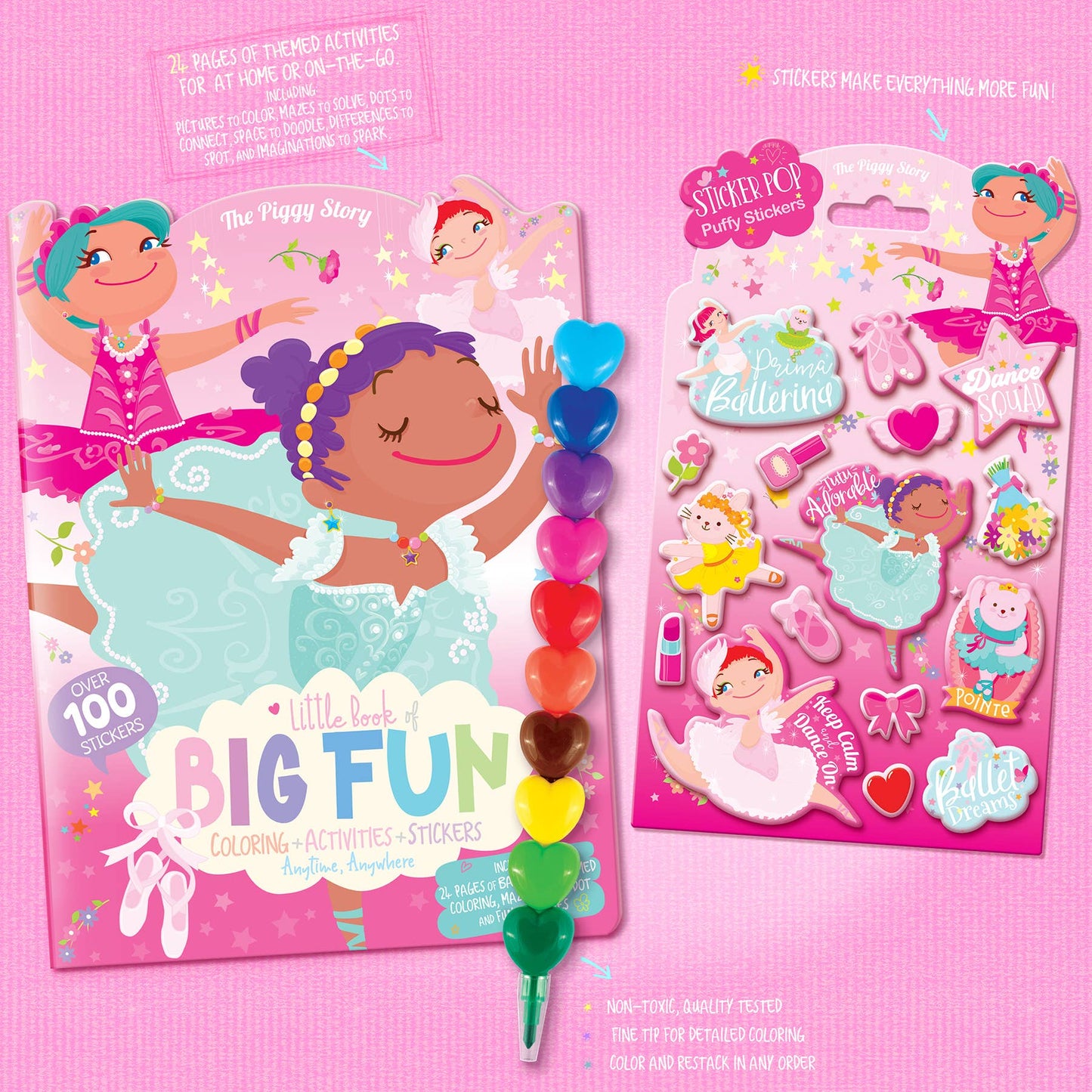 The Piggy Story Ballet 3 pcs Gift Pack | Activity Book, Crayons, Stickers