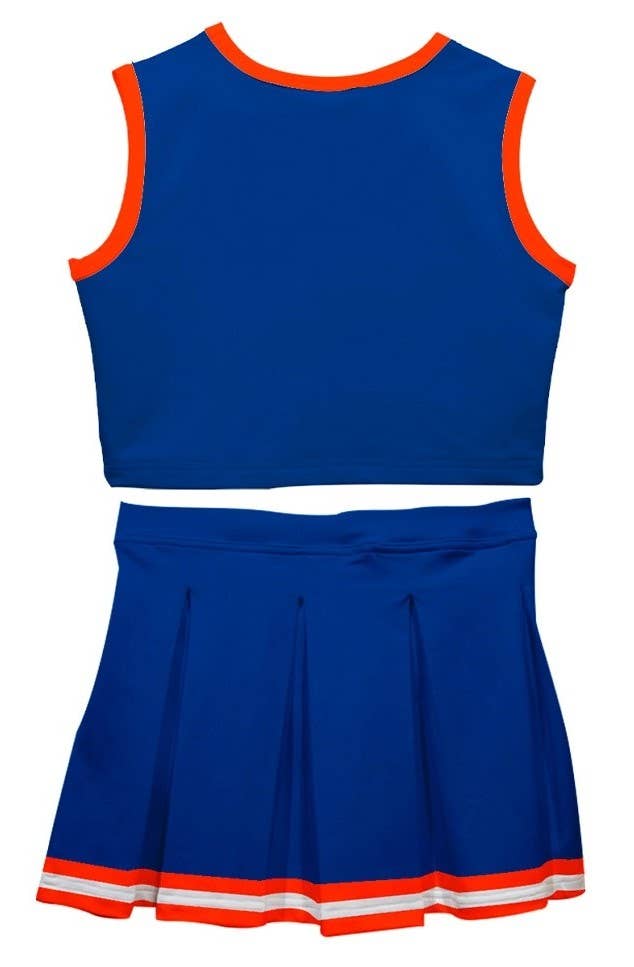 Royal and Orange Sleeveless Cheerleader Set