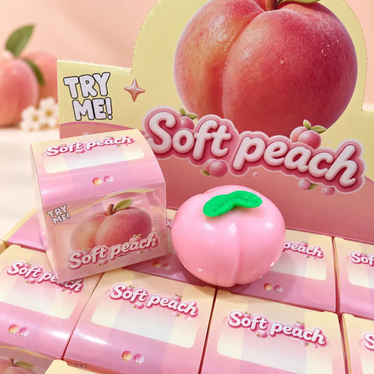 Crunchy Peach Block Squishy Toy