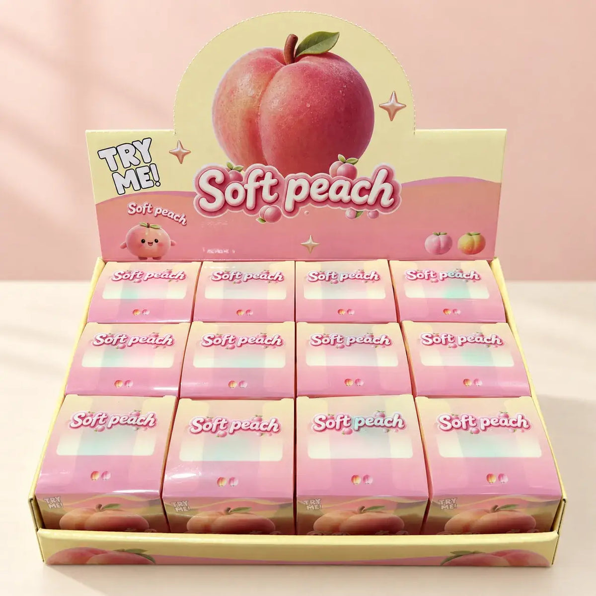 Crunchy Peach Block Squishy Toy