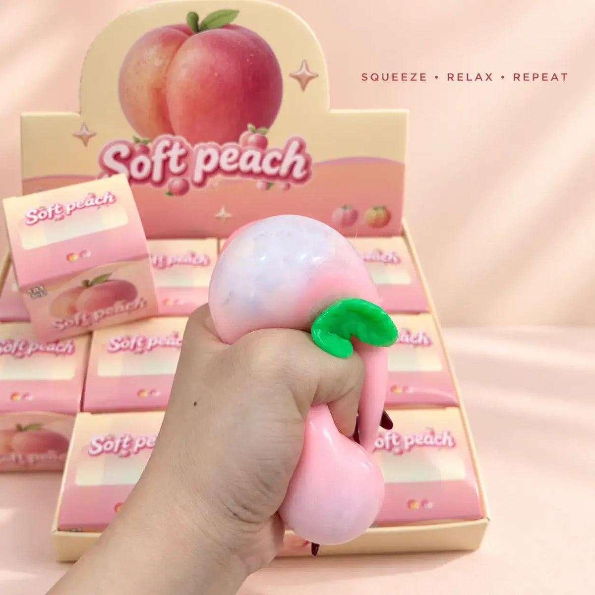 Crunchy Peach Block Squishy Toy