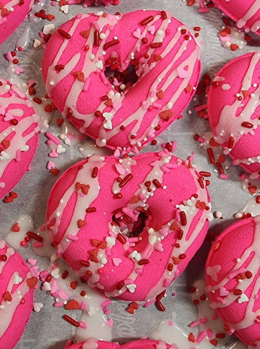 Valentine Heart Shaped Donut Bath Bomb, Valentine's Gift