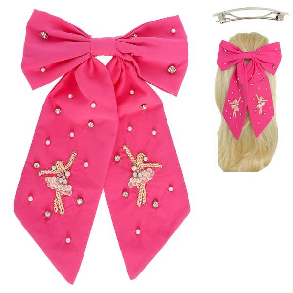 JEWELED BALLERINA BOW BARRETTE HAIR CLIP H17300