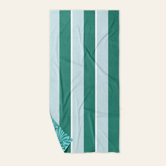 The Darling Effect XL Quick-Dry Beach Towel–Sicily Stripes Teal