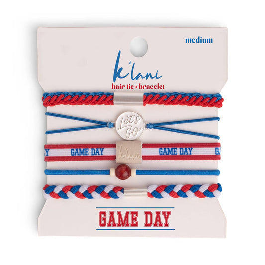 k'lani "Game Day" Red, Blue & White Hair Tie Bracelets