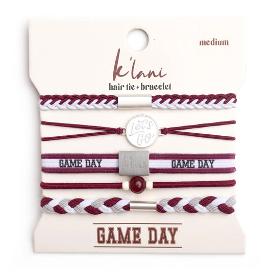 k'lani "Game Day" Maroon & Gray Hair Tie Bracelets