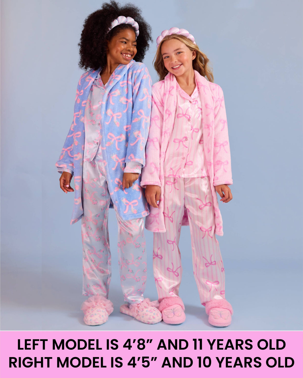 Fleece Gingham Bow Printed Cozy Bathrobe