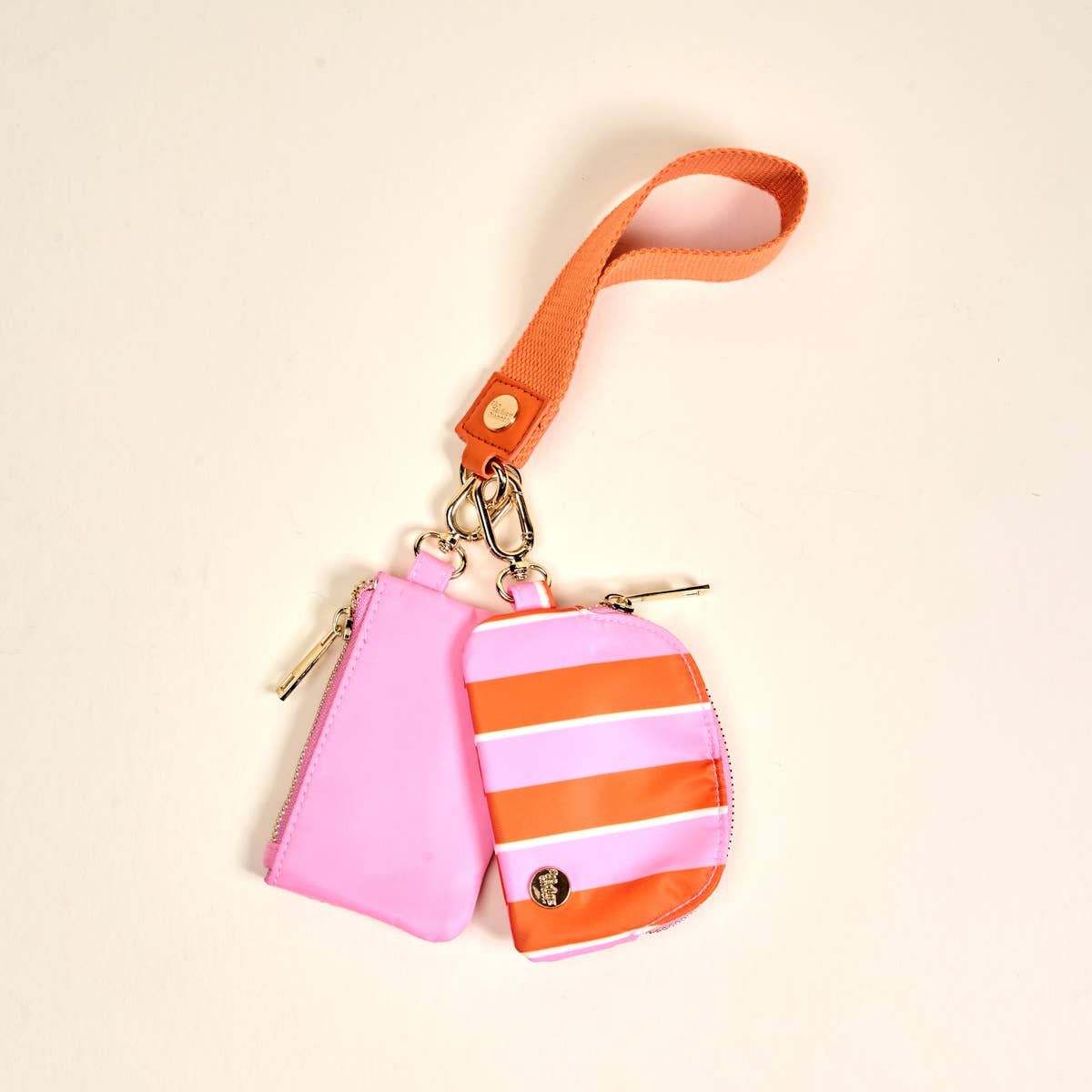 The Darling Effect Dynamic Duo Pouch Wristlet–Sicily Stripes Pink