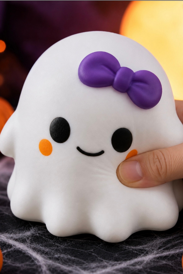 Friendly Ghost with Bow Squishy Toy