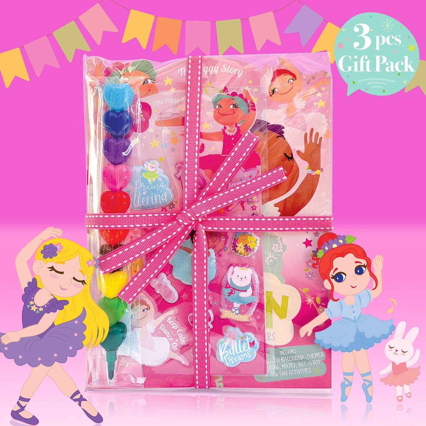 The Piggy Story Ballet 3 pcs Gift Pack | Activity Book, Crayons, Stickers