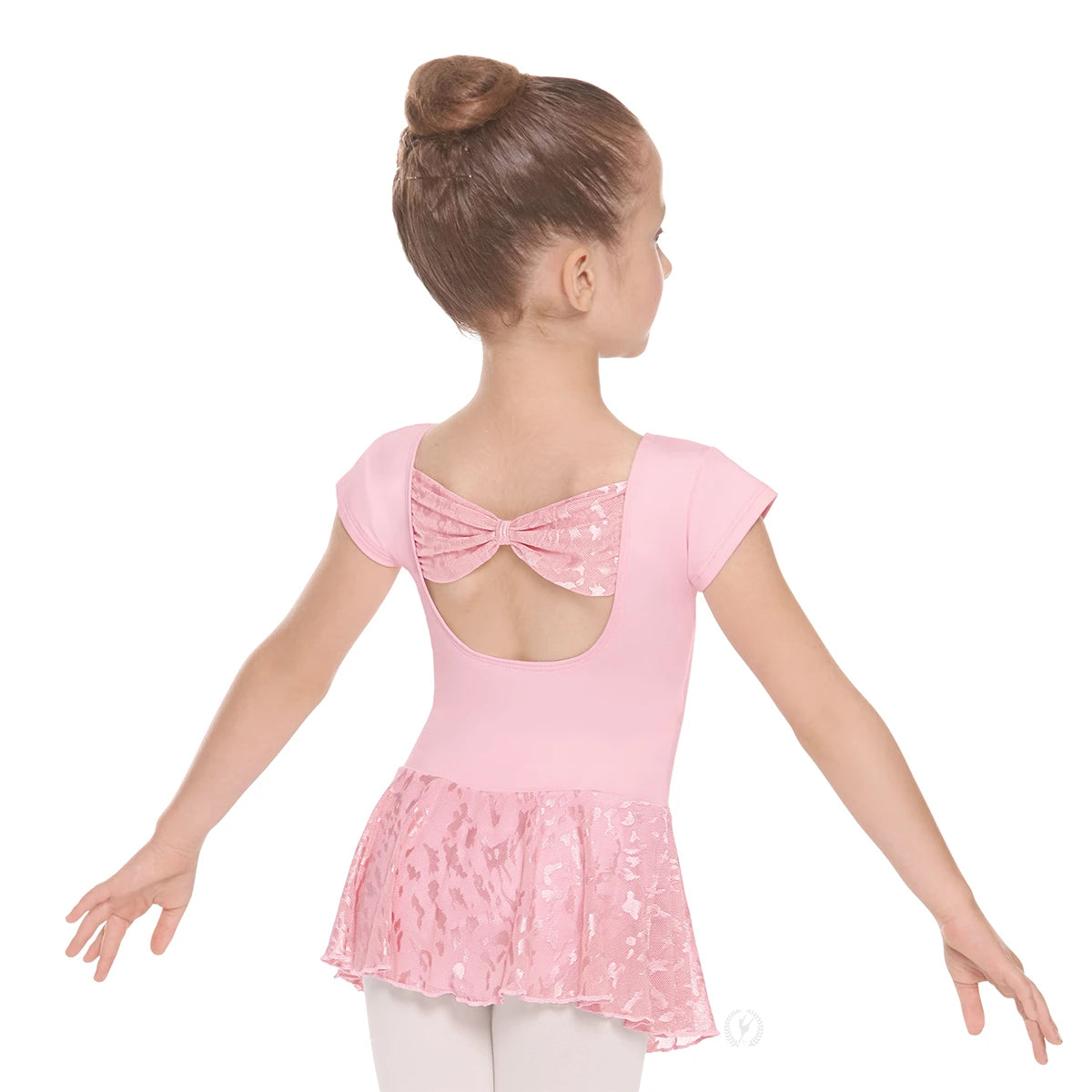 Eurotard Girls Impression Mesh Bow Back Short Sleeve Dance Dress